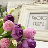 15 Heads  Artificial Rose Silk Fake Flower Leaf Home Decor Bridal Bouquet