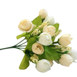 15 Heads  Artificial Rose Silk Fake Flower Leaf Home Decor Bridal Bouquet