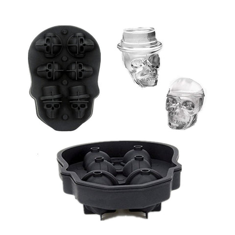 3D Skull Flexible Silicone Ice Cube Mold Tray